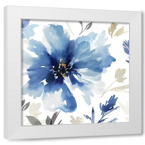 Finesse I Indigo Version  White Modern Wood Framed Art Print by Isabelle Z