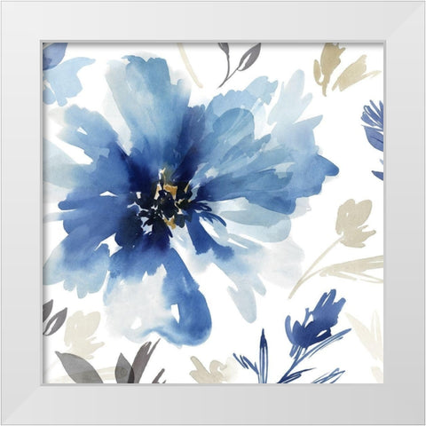 Finesse I Indigo Version  White Modern Wood Framed Art Print by Isabelle Z