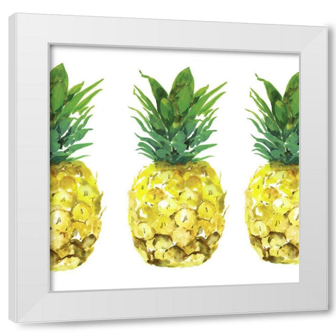 Triple Pineapples  White Modern Wood Framed Art Print by Isabelle Z