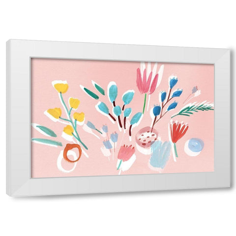 Flowing Florals  White Modern Wood Framed Art Print by Isabelle Z