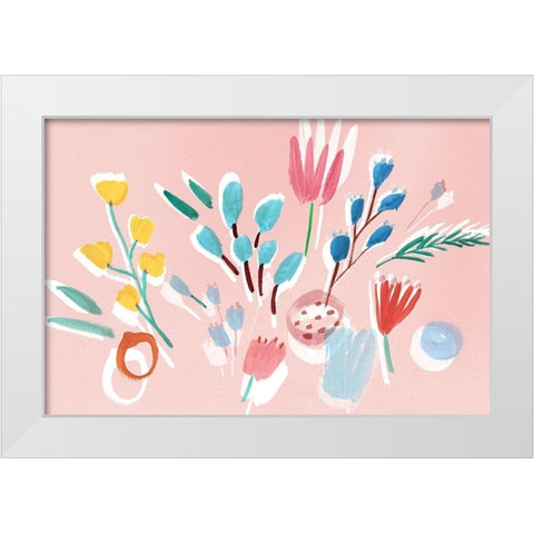 Flowing Florals  White Modern Wood Framed Art Print by Isabelle Z