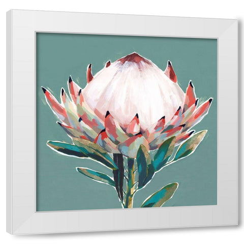 Blooming King Protea  White Modern Wood Framed Art Print by Isabelle Z