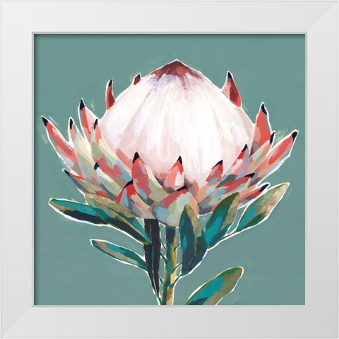 Blooming King Protea  White Modern Wood Framed Art Print by Isabelle Z