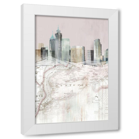 Blushing Manhattan Map I  White Modern Wood Framed Art Print by Isabelle Z