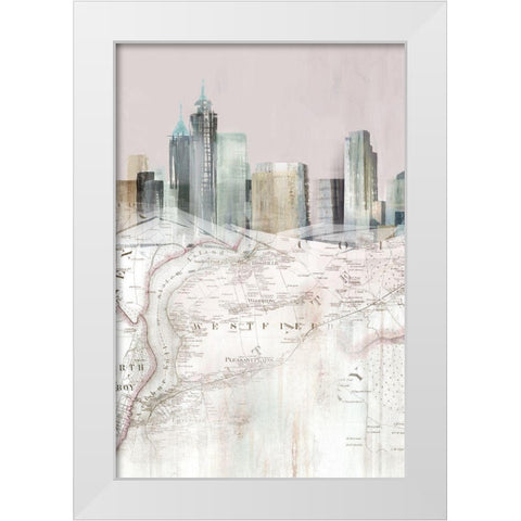 Blushing Manhattan Map I  White Modern Wood Framed Art Print by Isabelle Z