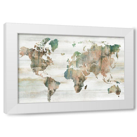Map of the World  White Modern Wood Framed Art Print by Isabelle Z