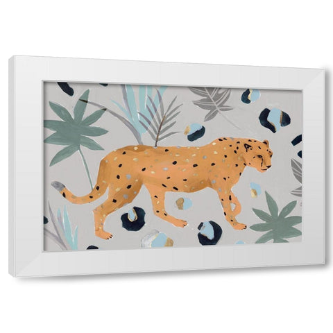 Walking Cheetah I  White Modern Wood Framed Art Print by Isabelle Z