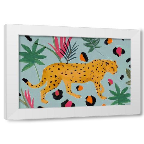 Walking Cheetah II  White Modern Wood Framed Art Print by Isabelle Z