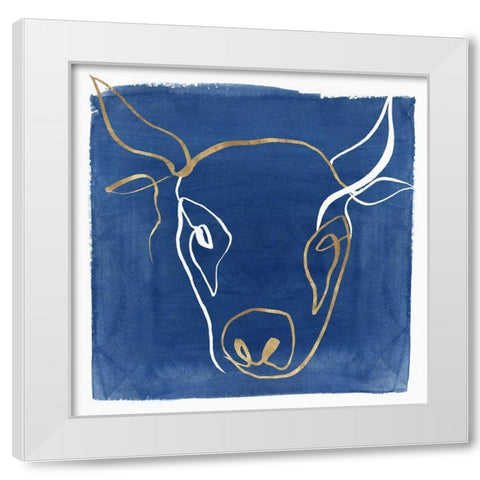 Indigo Ox  White Modern Wood Framed Art Print by Isabelle Z
