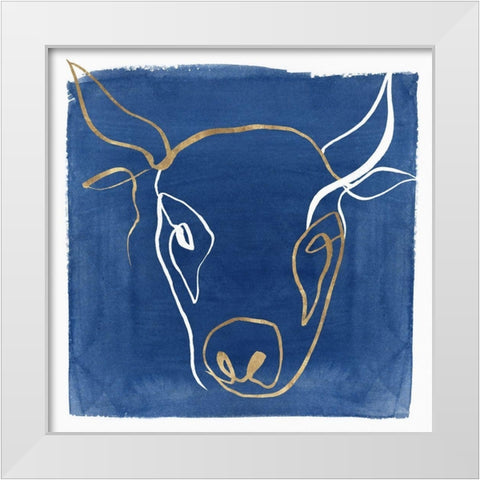 Indigo Ox  White Modern Wood Framed Art Print by Isabelle Z
