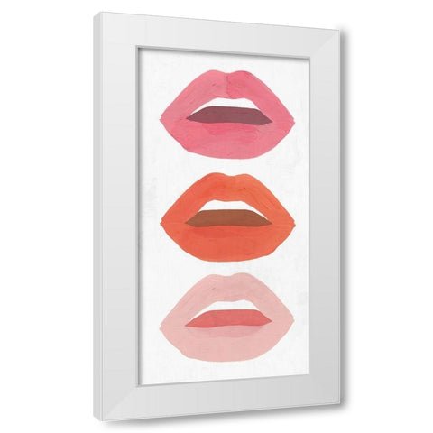Red Lips I  White Modern Wood Framed Art Print by Isabelle Z