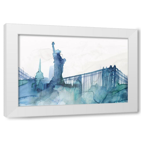 Ocean Blue New York  White Modern Wood Framed Art Print by Isabelle Z