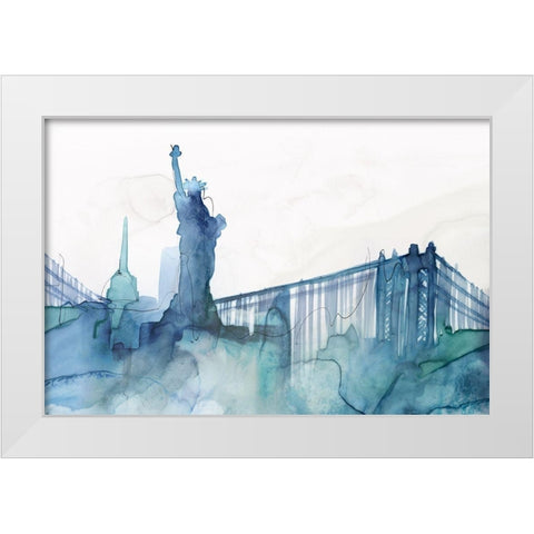 Ocean Blue New York  White Modern Wood Framed Art Print by Isabelle Z
