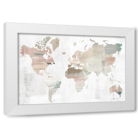 World Travelers Map  White Modern Wood Framed Art Print by Isabelle Z