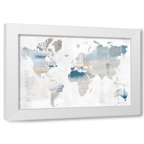 World Travelers Map Blue VersionÂ  White Modern Wood Framed Art Print by Isabelle Z