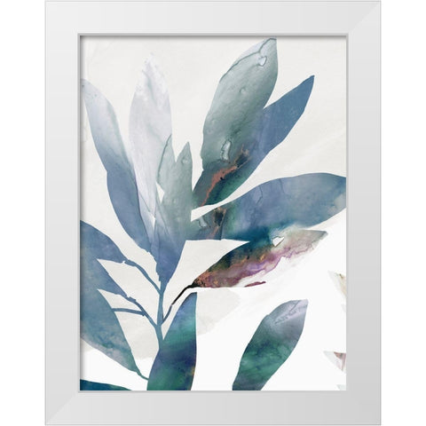 Indigo Sprig I White Modern Wood Framed Art Print by Isabelle Z