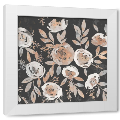 Midnight Blooms White Modern Wood Framed Art Print by Isabelle Z