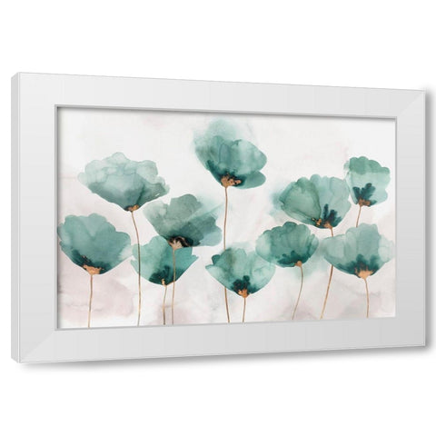 Emerald Gathering White Modern Wood Framed Art Print by Isabelle Z