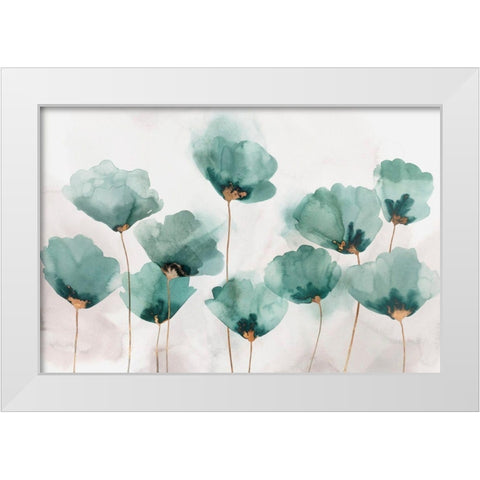Emerald Gathering White Modern Wood Framed Art Print by Isabelle Z