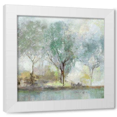 Teal Landscape  White Modern Wood Framed Art Print by Isabelle Z