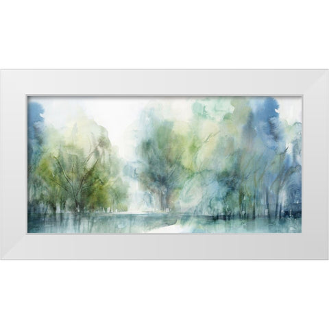 Blue Silence White Modern Wood Framed Art Print by Isabelle Z
