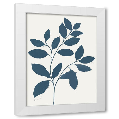 Blue Twig I White Modern Wood Framed Art Print by Isabelle Z