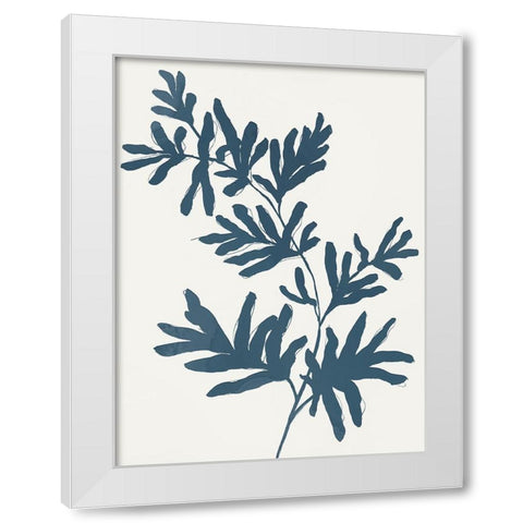 Blue Twig II White Modern Wood Framed Art Print by Isabelle Z