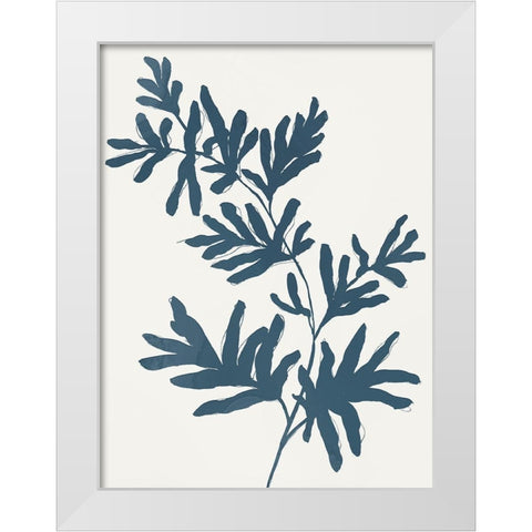 Blue Twig II White Modern Wood Framed Art Print by Isabelle Z