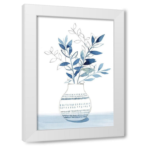 Indigo Bouquet I White Modern Wood Framed Art Print by Isabelle Z