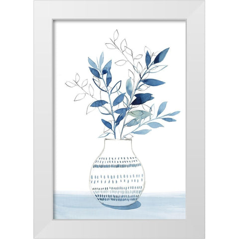 Indigo Bouquet I White Modern Wood Framed Art Print by Isabelle Z