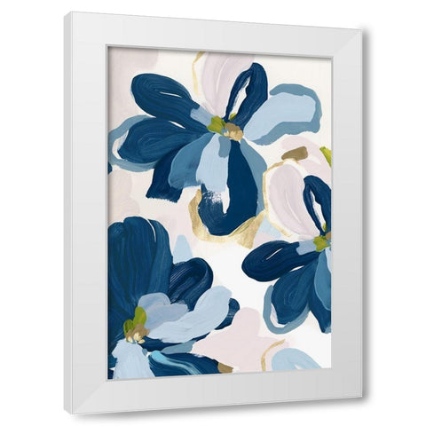 Cobalt Florals II White Modern Wood Framed Art Print by Isabelle Z