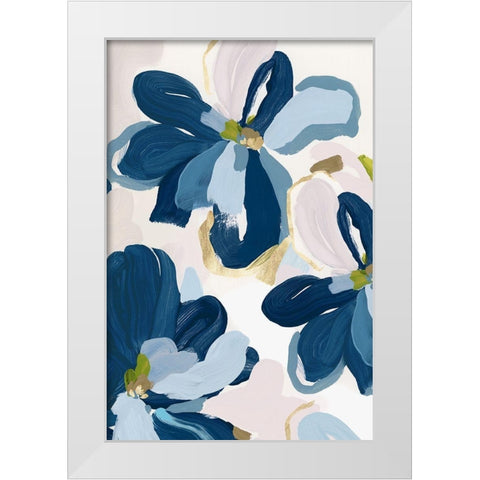 Cobalt Florals II White Modern Wood Framed Art Print by Isabelle Z