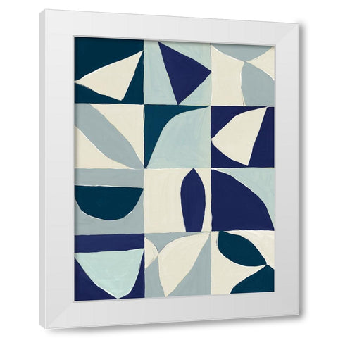 Yellow Mayan I Blue Version White Modern Wood Framed Art Print by Isabelle Z