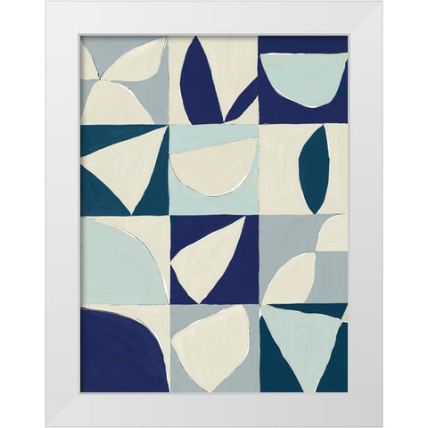 Yellow Mayan II Blue Version White Modern Wood Framed Art Print by Isabelle Z