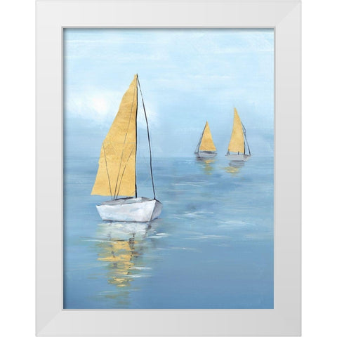 Golden Sail I  White Modern Wood Framed Art Print by Isabelle Z