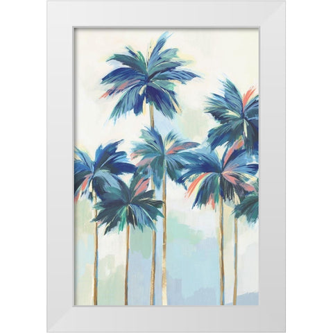 Sunset Teal Pams I  White Modern Wood Framed Art Print by Isabelle Z