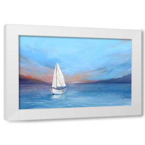 Sunset Sailboat  White Modern Wood Framed Art Print by Isabelle Z