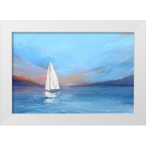 Sunset Sailboat  White Modern Wood Framed Art Print by Isabelle Z
