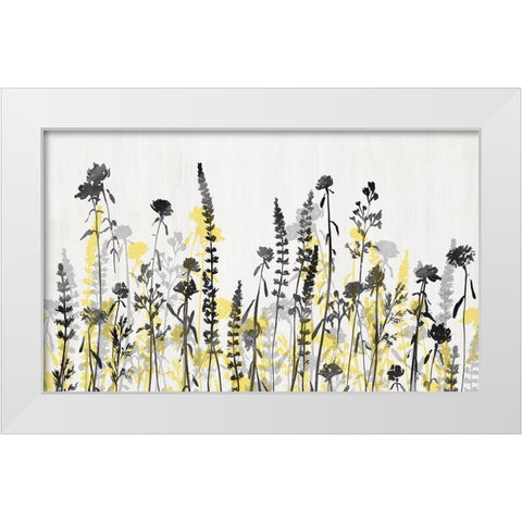 Wildflower Garden Yellow Version White Modern Wood Framed Art Print by Isabelle Z
