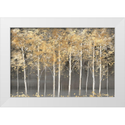 Golden Forest Light  White Modern Wood Framed Art Print by Isabelle Z