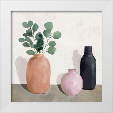 Three Vases  White Modern Wood Framed Art Print by Isabelle Z