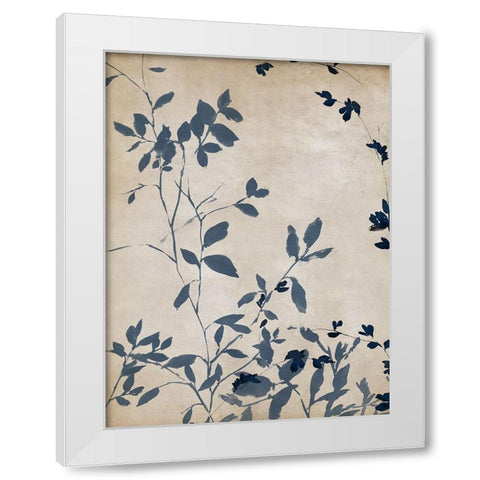 Indigo leaves Touch I White Modern Wood Framed Art Print by Isabelle Z