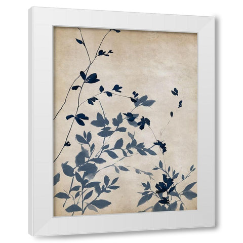 Indigo leaves Touch II White Modern Wood Framed Art Print by Isabelle Z
