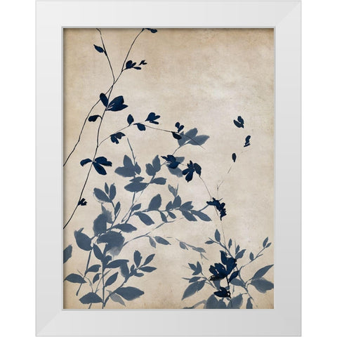 Indigo leaves Touch II White Modern Wood Framed Art Print by Isabelle Z