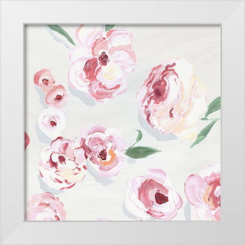 Pink Rose Garden I White Modern Wood Framed Art Print by Isabelle Z