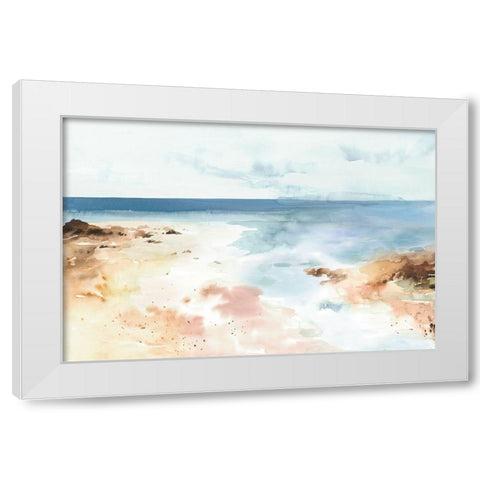 The Oceans Kiss White Modern Wood Framed Art Print by Isabelle Z