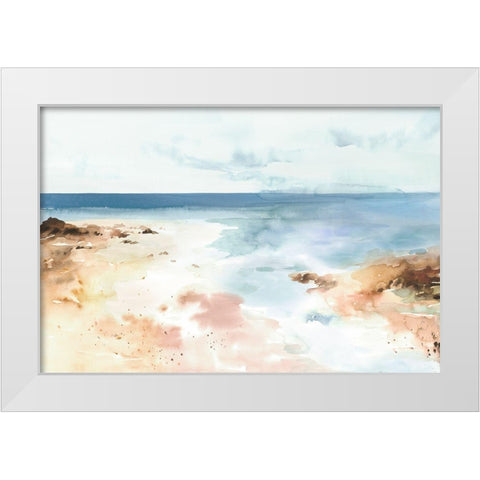 The Oceans Kiss White Modern Wood Framed Art Print by Isabelle Z
