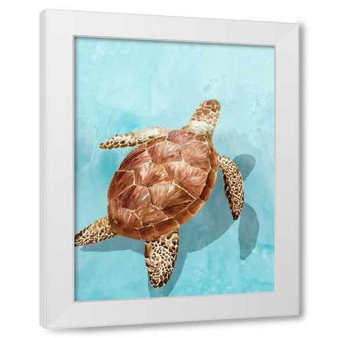 Ocean Deep Turtle I White Modern Wood Framed Art Print by Isabelle Z
