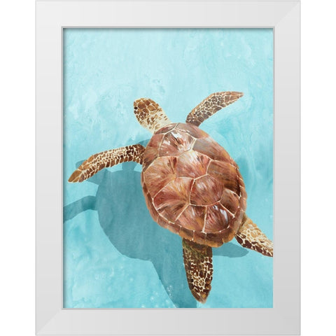 Ocean Deep Turtle II White Modern Wood Framed Art Print by Isabelle Z
