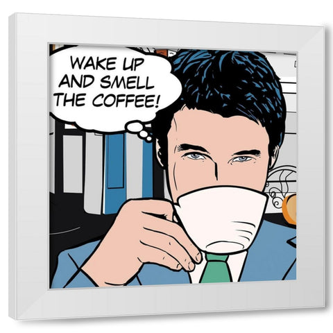 Java Comic I White Modern Wood Framed Art Print by Fischer, David